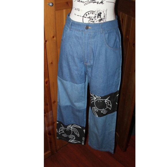 Shein X Patchwork 5 pocket Jeans Crop NWT Size M - Picture 2 of 11